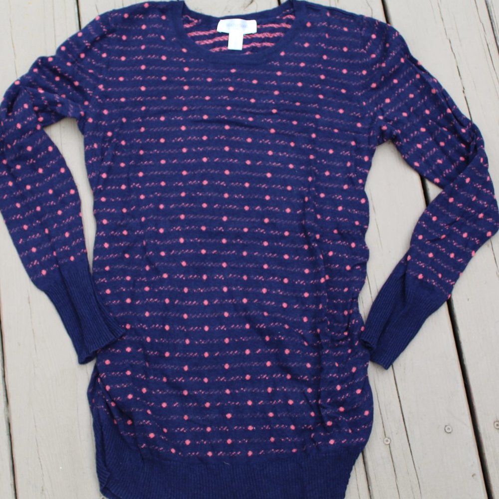 Motherhood Maternity LS Striped Sweater Cotton L